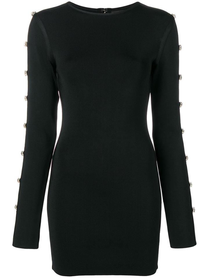 David Koma Oversized Crystal Embellishments Dress - Black