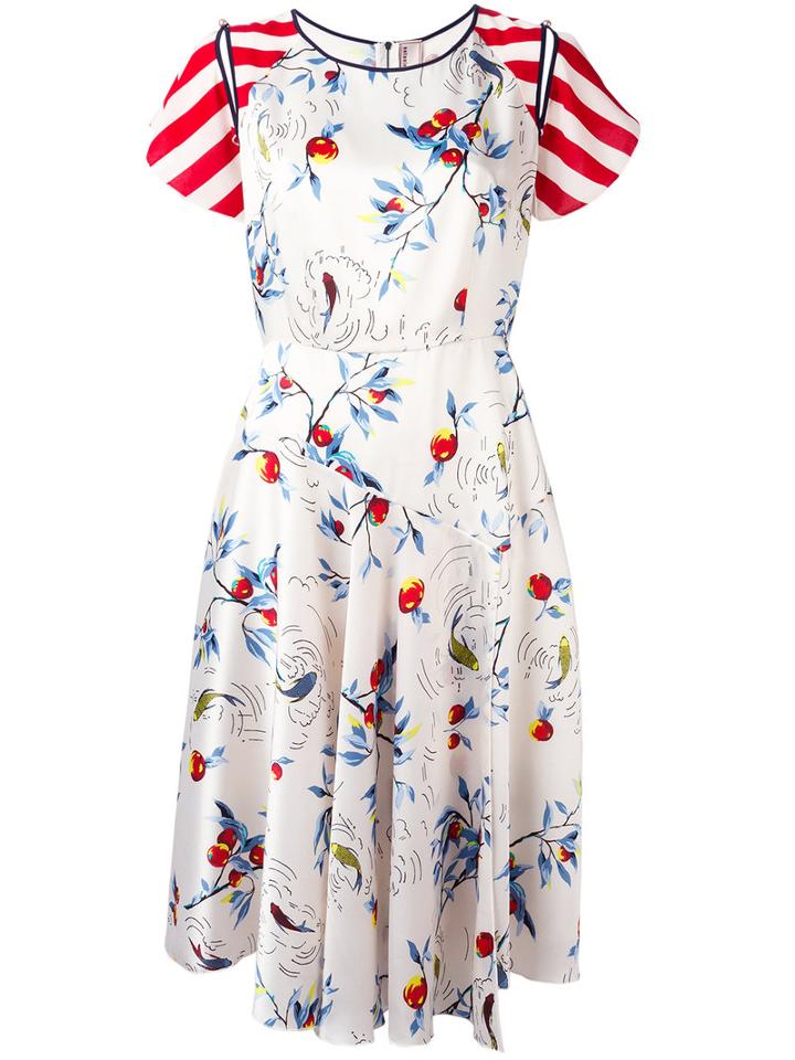 Antonio Marras Multi-print Flared Dress, Women's, Size: 42, White, Polyester/spandex/elastane/cupro