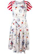 Antonio Marras Multi-print Flared Dress, Women's, Size: 42, White, Polyester/spandex/elastane/cupro