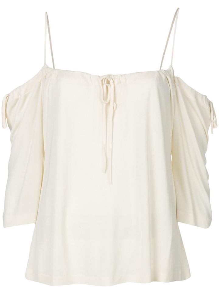 Yohji Yamamoto Vintage Cold Shoulders Drawstring Blouse - White