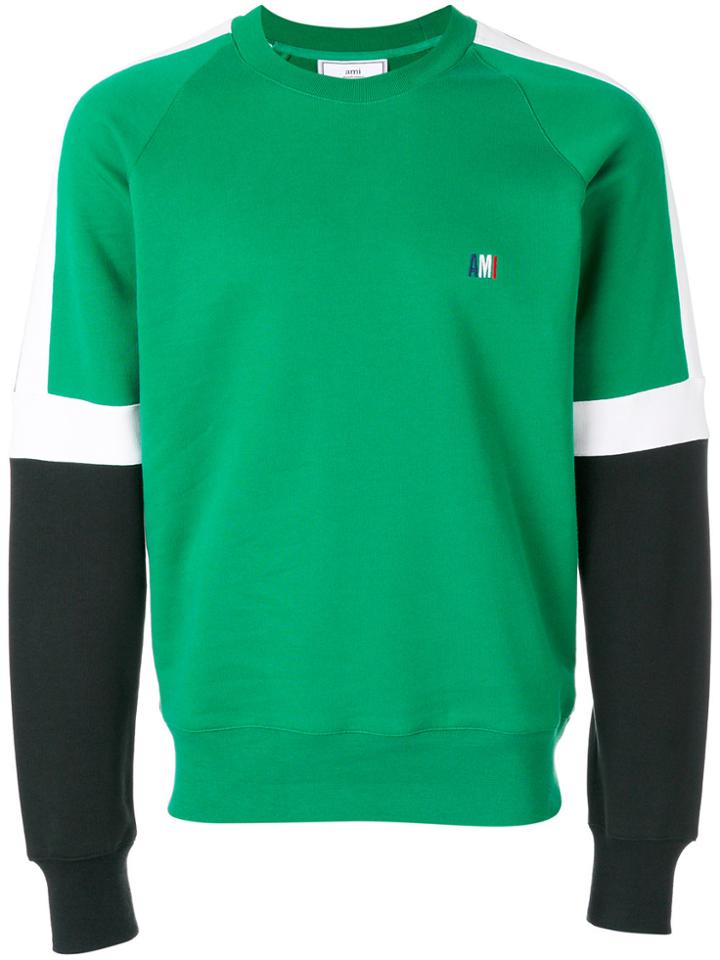 Ami Alexandre Mattiussi Tricolour Sweatshirt - Green