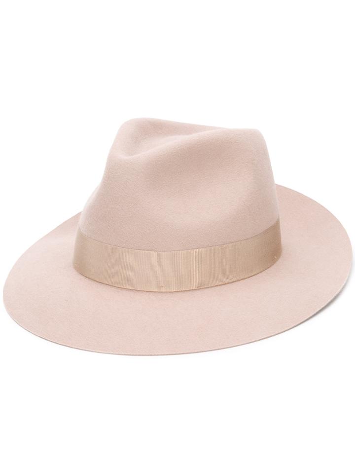 Lanvin Ribbon Panama Hat - Pink & Purple