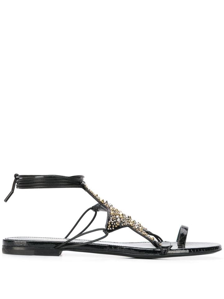 Saint Laurent Embellished Star Sandals - Black
