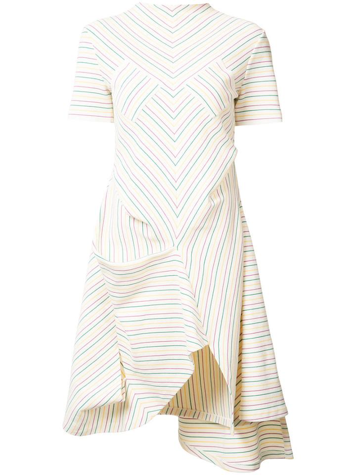 J.w.anderson - Multi Stripe Asymmetric Dress - Women - Cotton - S, White, Cotton