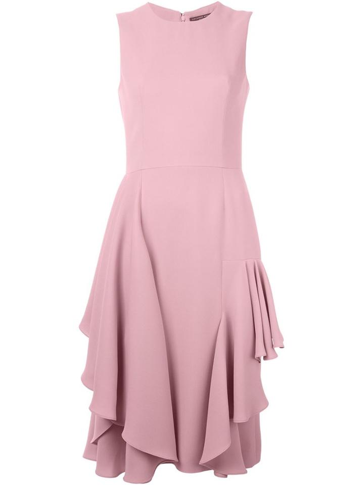 Alexander Mcqueen Ruffled Dress, Women's, Size: 48, Pink/purple, Silk