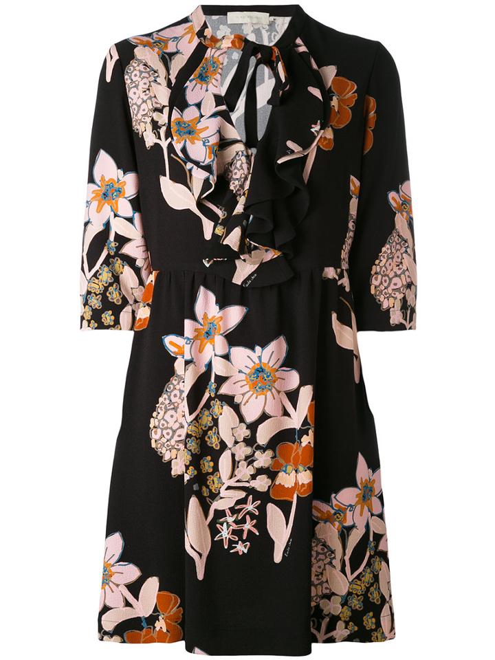 L'autre Chose - Floral Print Dress - Women - Polyester/spandex/elastane - 46, Black, Polyester/spandex/elastane