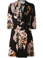 L'autre Chose - Floral Print Dress - Women - Polyester/spandex/elastane - 46, Black, Polyester/spandex/elastane