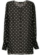 Theory Polka Dot Sheer Blouse - Black