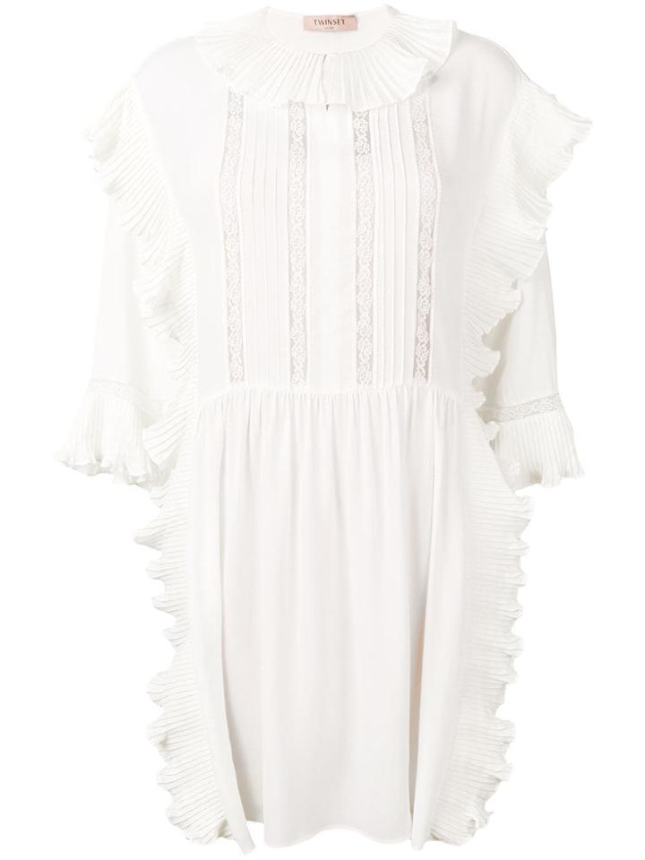 Twin-set Ruffle Detail Dress - White