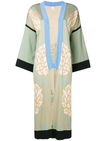 Chirazi Floral Print Longline Cardigan - Green