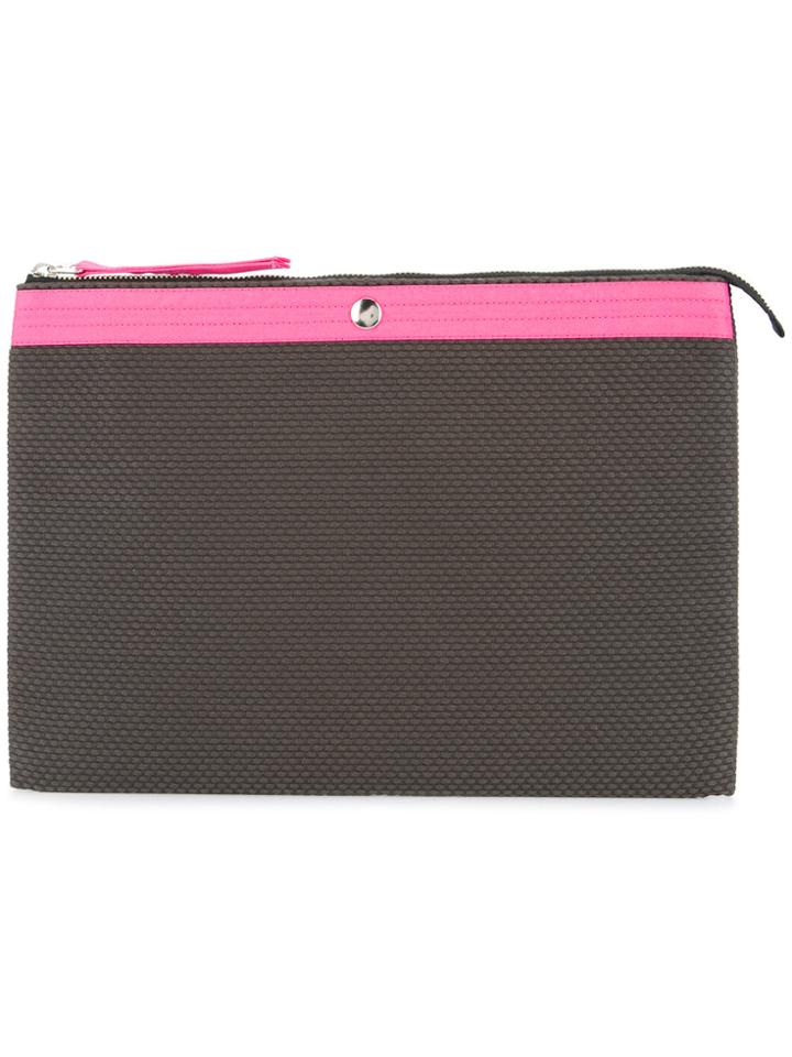 Cabas Colour Block Clutch Bag - Grey