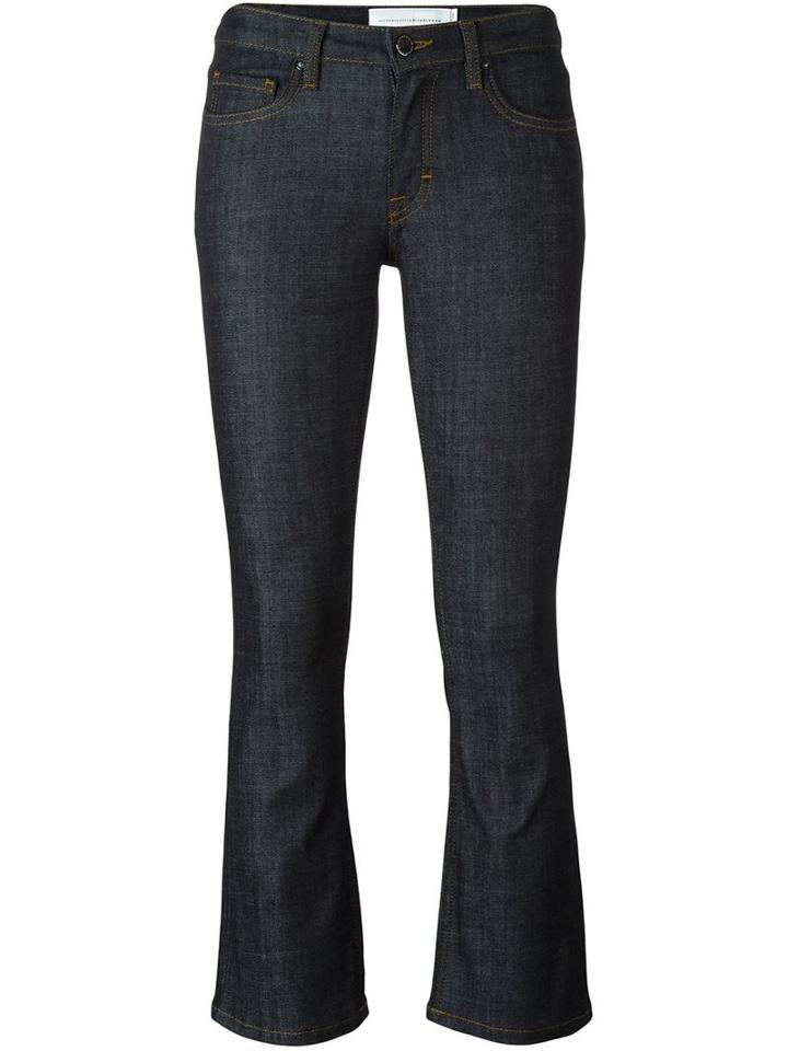 Victoria Victoria Beckham Cropped Bootcut Jeans, Women's, Size: 27, Blue, Cotton/polyester/spandex/elastane