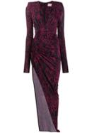 Alexandre Vauthier Ruched Animal Print Dress - Purple