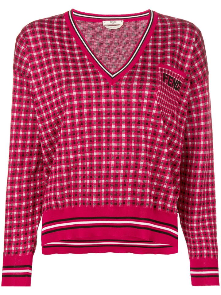 Fendi Deep V-neck Pullover - Red