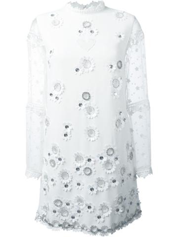 Giamba Lace Flower Appliqué Dress, Women's, Size: 42, White, Viscose/spandex/elastane/polyester/pvc
