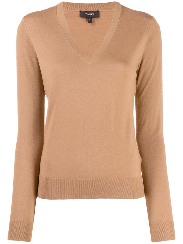 Theory V-neck Sweater - Neutrals