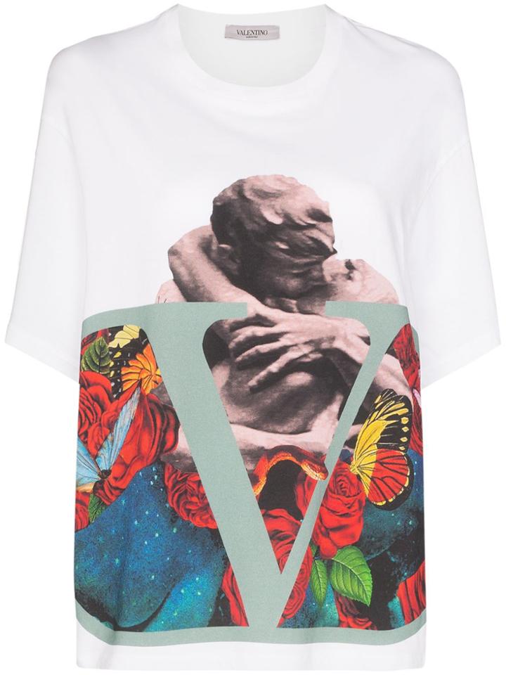 Valentino Oversized Lover And Logo-print T-shirt - White