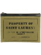 Saint Laurent Army Zipped Clutch - Green