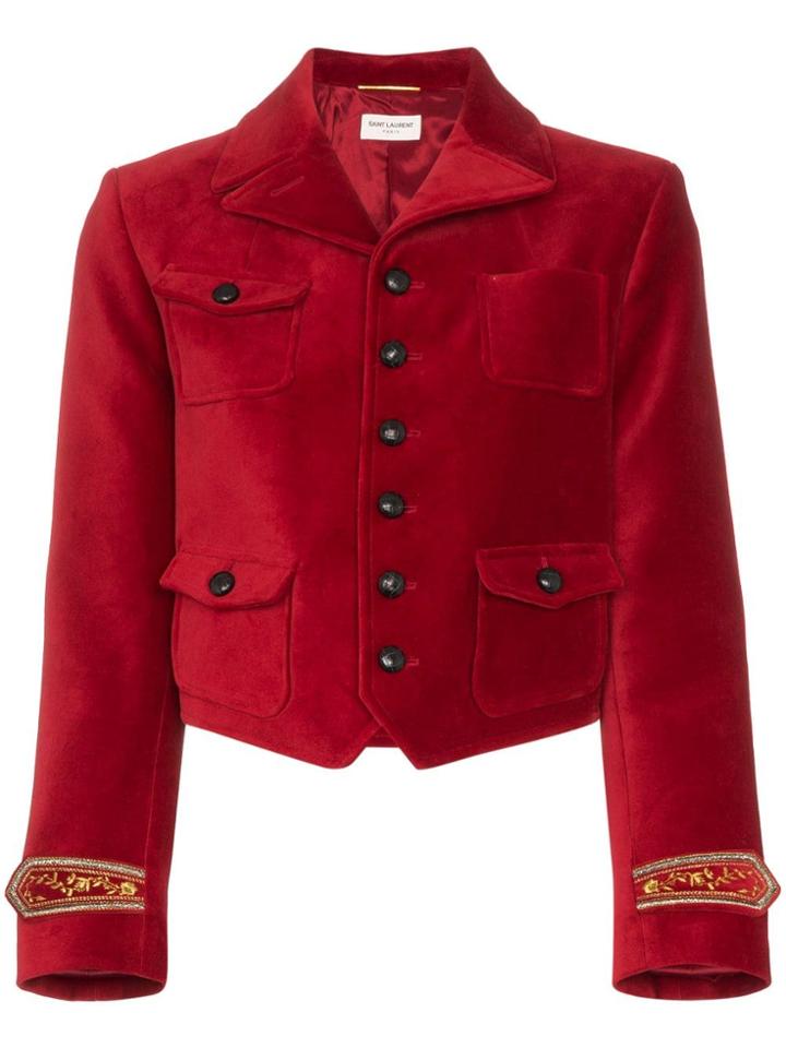 Saint Laurent Cuff-embroidered Cropped Jacket
