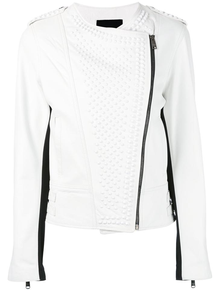 Nour Hammour - Biker Jacket - Women - Lamb Skin/polyester - 42, White, Lamb Skin/polyester