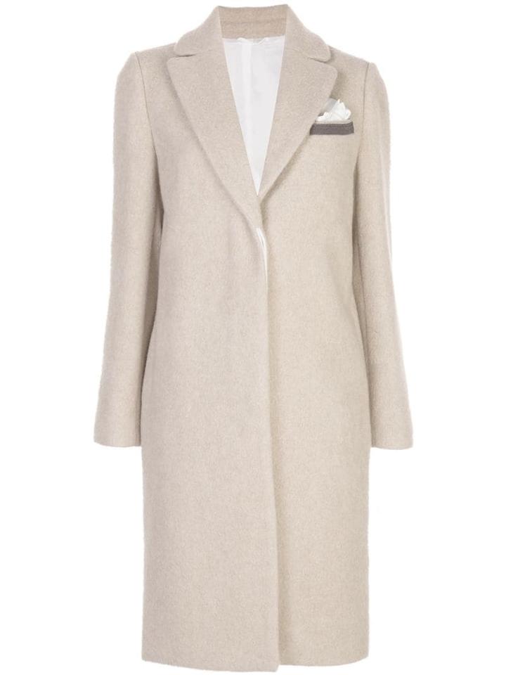 Brunello Cucinelli Single-breasted Midi Coat - Neutrals