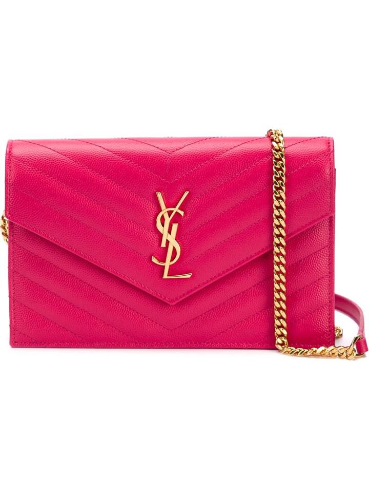 Saint Laurent 'monogram' Satchel, Women's, Pink/purple, Lamb Skin