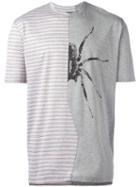 Lanvin Microstripe Spider Combo T-shirt, Size: Xl, Grey, Cotton