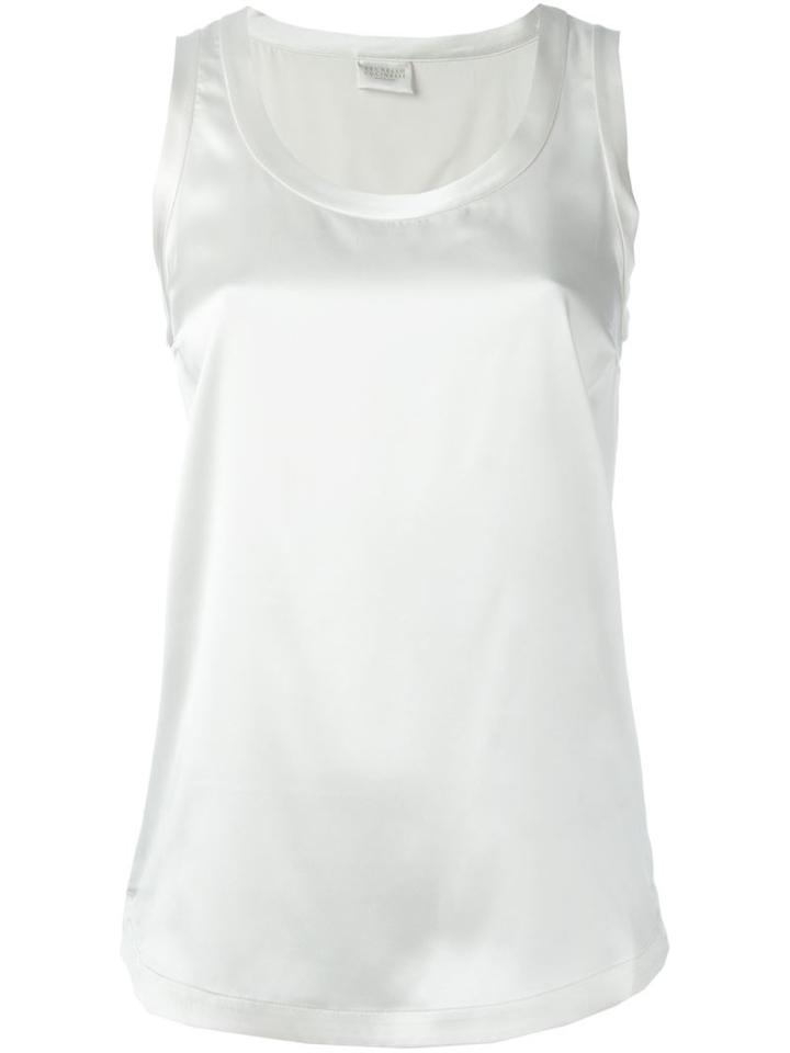 Brunello Cucinelli Scoop Neck Tank Top, Women's, Size: Xl, Nude/neutrals, Silk/spandex/elastane