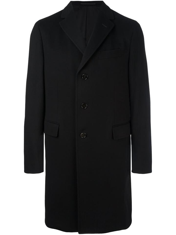 Z Zegna Single Breasted Coat, Men's, Size: 56, Black, Cotton/cupro/wool