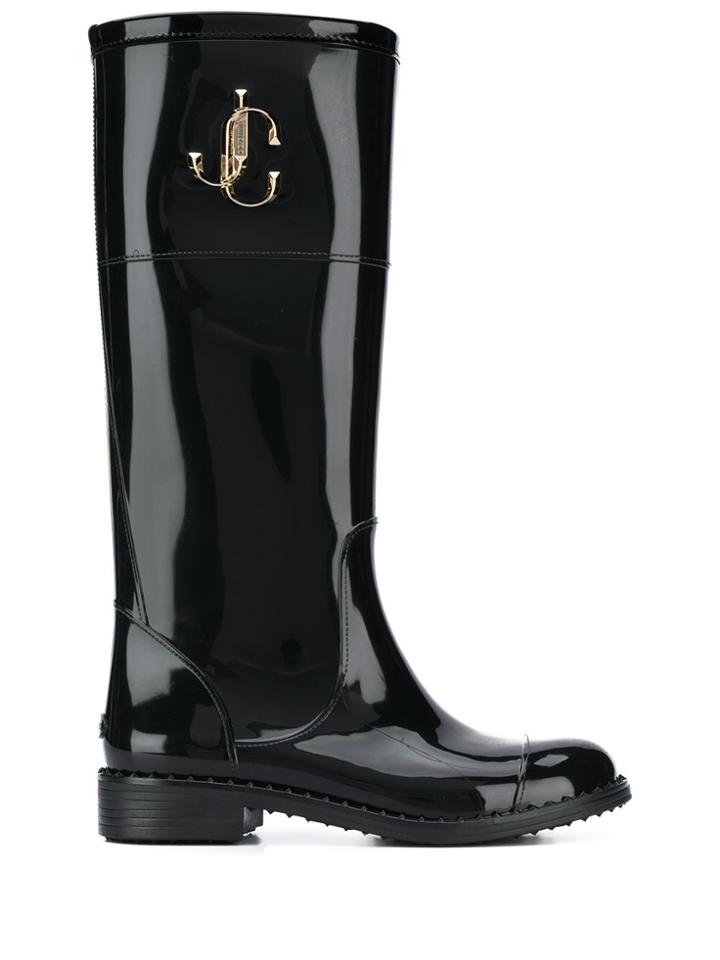 Jimmy Choo Logo Plaque 30mm Rain Boots - Black