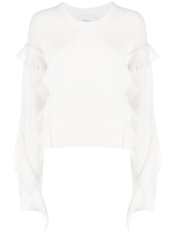 3.1 Phillip Lim Crew Neck Ruffled Fringe Jumper - White