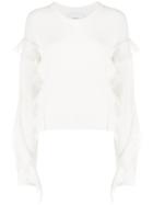 3.1 Phillip Lim Crew Neck Ruffled Fringe Jumper - White