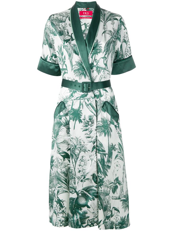 F.r.s For Restless Sleepers Printed Belted Kimono - Green