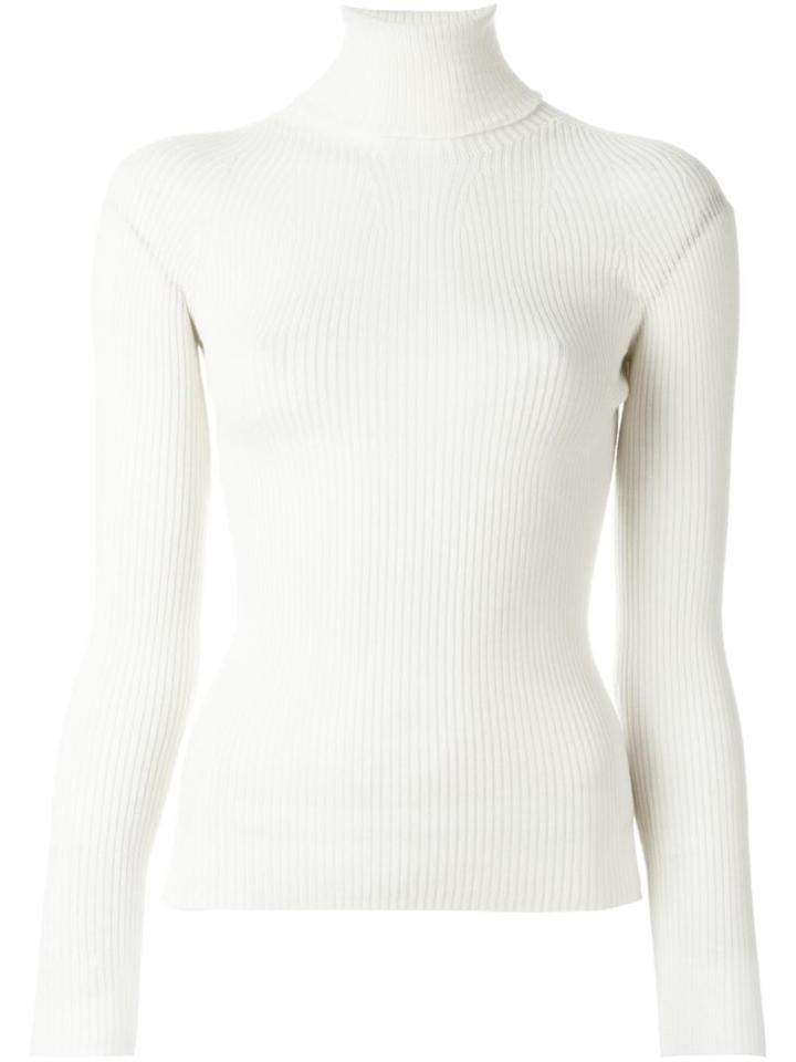 Philosophy Di Lorenzo Serafini Ribbed Turtleneck Jumper, Women's, Size: 44, White, Virgin Wool