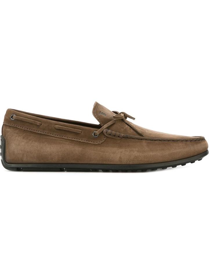 Tod S Laced Loafers, Men's, Size: 47, Brown, Suede/rubber/leather