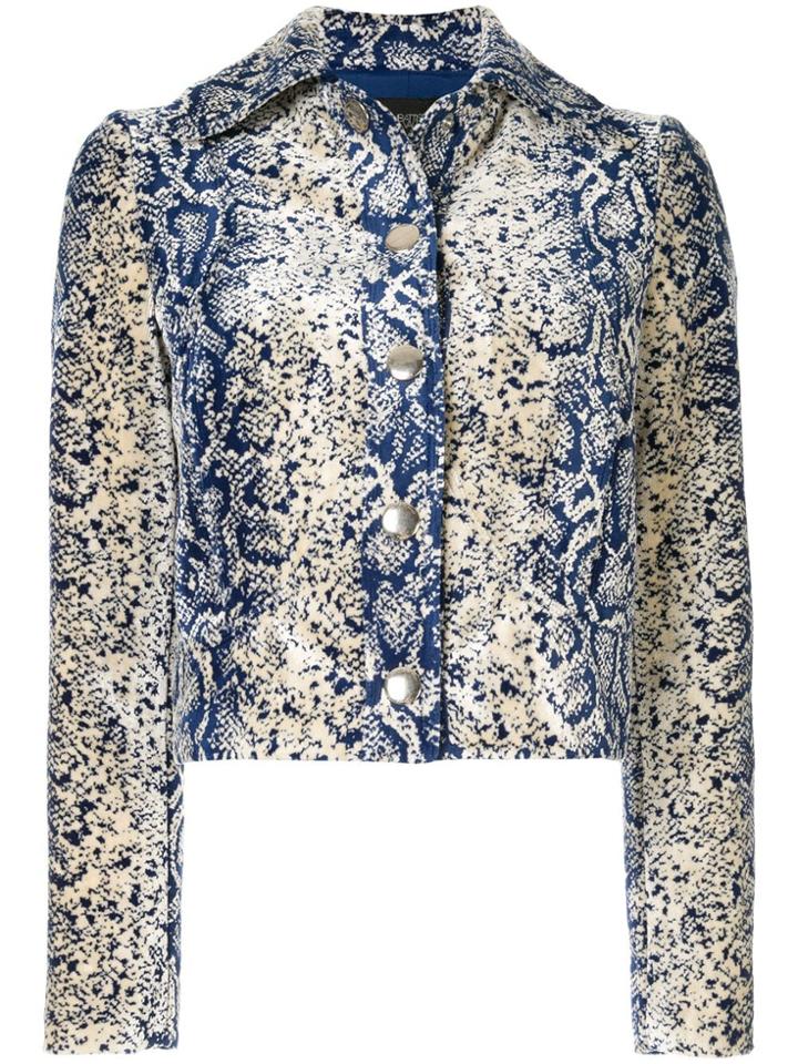 Giambattista Valli Snakeskin-print Velvet Jacket - Blue