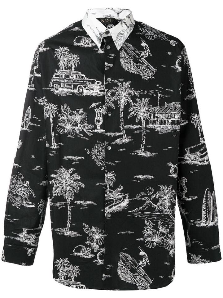 Nº21 Printed Button Shirt - Black