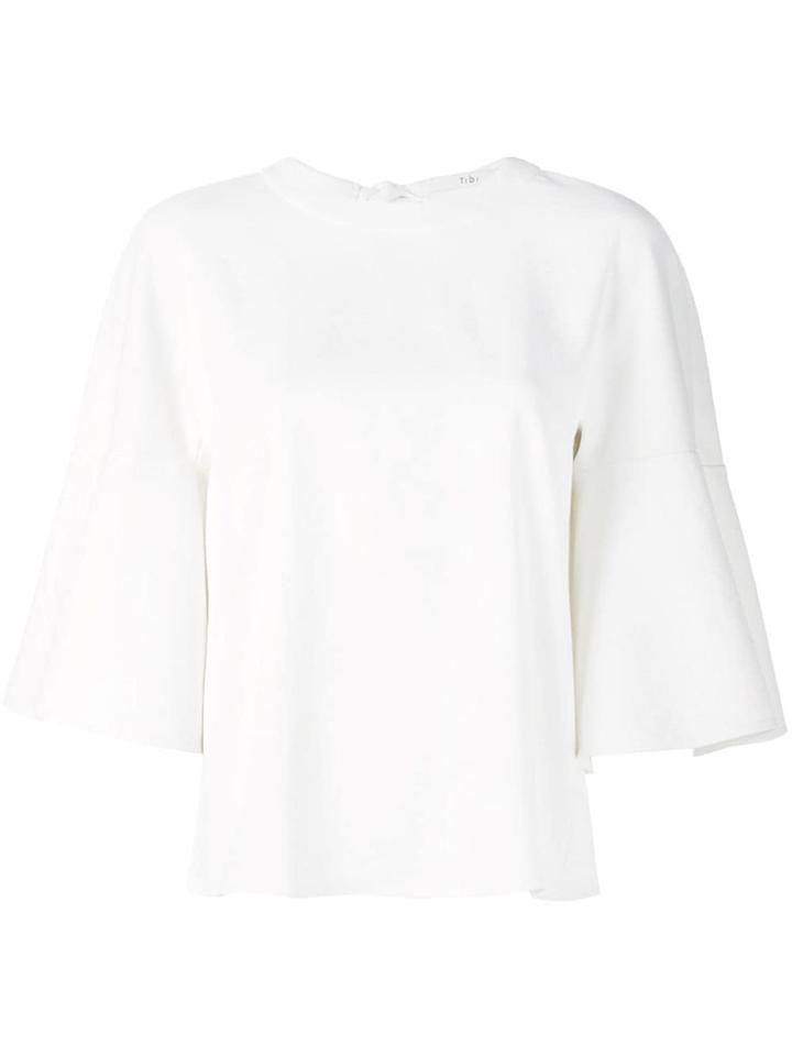 Tibi Chalky Drape Ruffle Sleeve Top - White