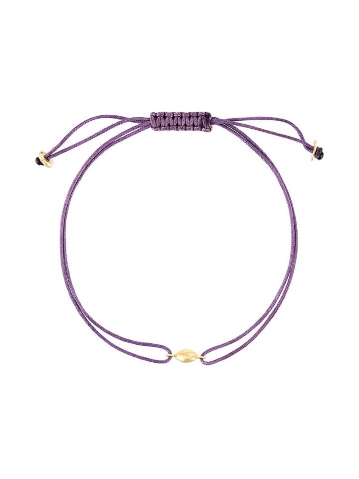 Natasha Collis 18kt Gold Nugget Friendship Bracelet, Women's, Pink/purple, 18kt Gold/nylon