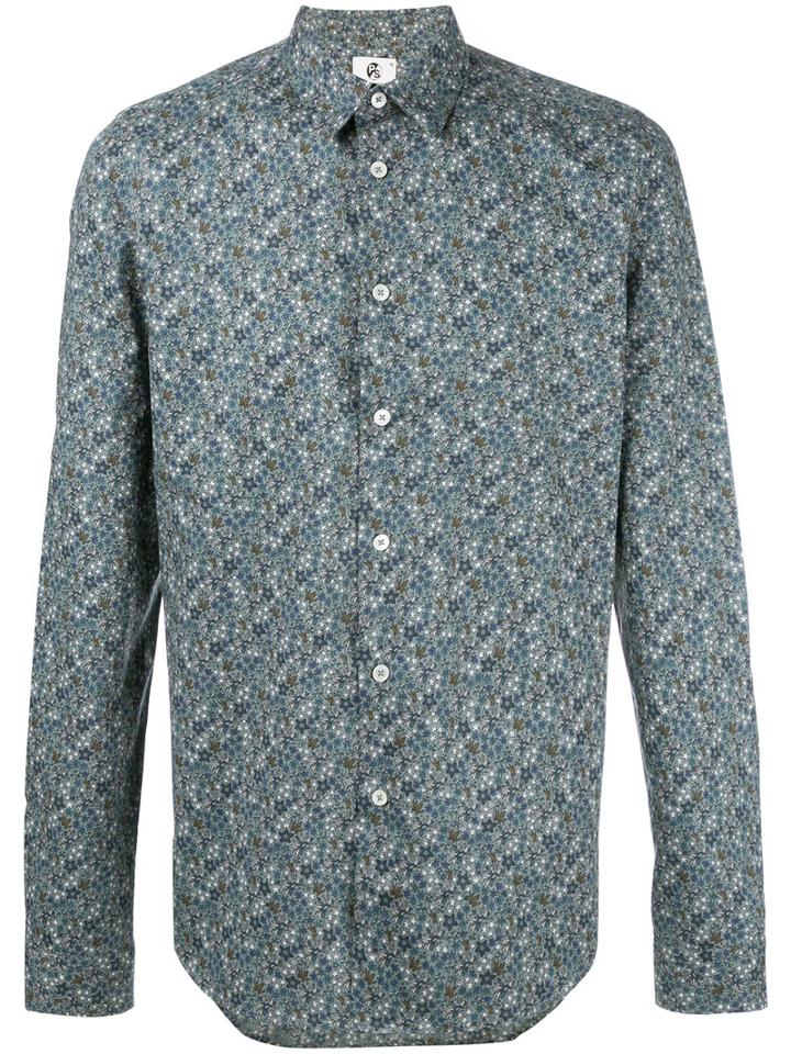Ps By Paul Smith Floral Print Shirt, Men's, Size: Small, Blue, Cotton