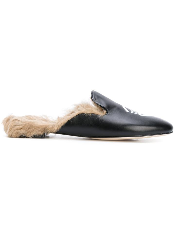 Chiara Ferragni Flirting Fur Lined Mules - Black