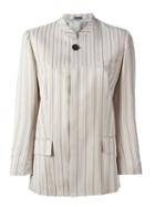 Maison Margiela Striped Stylised Blazer, Women's, Size: 42, Nude/neutrals, Viscose/cotton