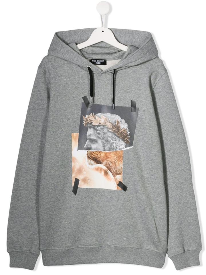 Neil Barrett Kids Teen Photo Print Hoodie - Grey