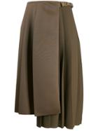 Fendi Pleated Wrap Skirt - Brown