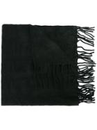 Yohji Yamamoto Fringed Hem Long Scarf - Black