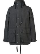 Engineered Garments Flap Pockets Hooded Coat, Men's, Size: Large, Grey, Cotton/polyester