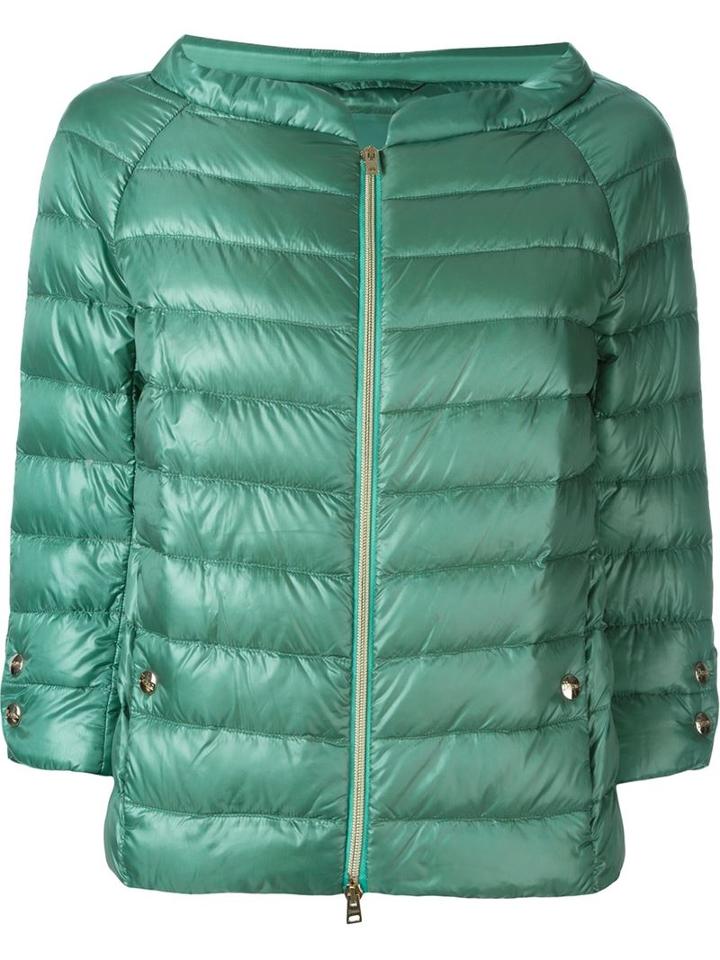 Herno Short-sleeve Padded Jacket, Women's, Size: 38, Green, Polyamide/feather Down