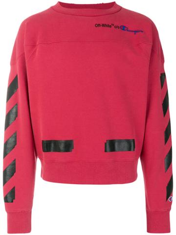 Off-white Champion Tape Detail Sweatshirt - Red