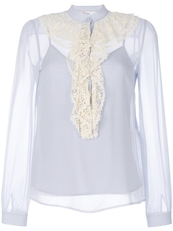 Red Valentino Crochet Ruffle Shirt - Blue