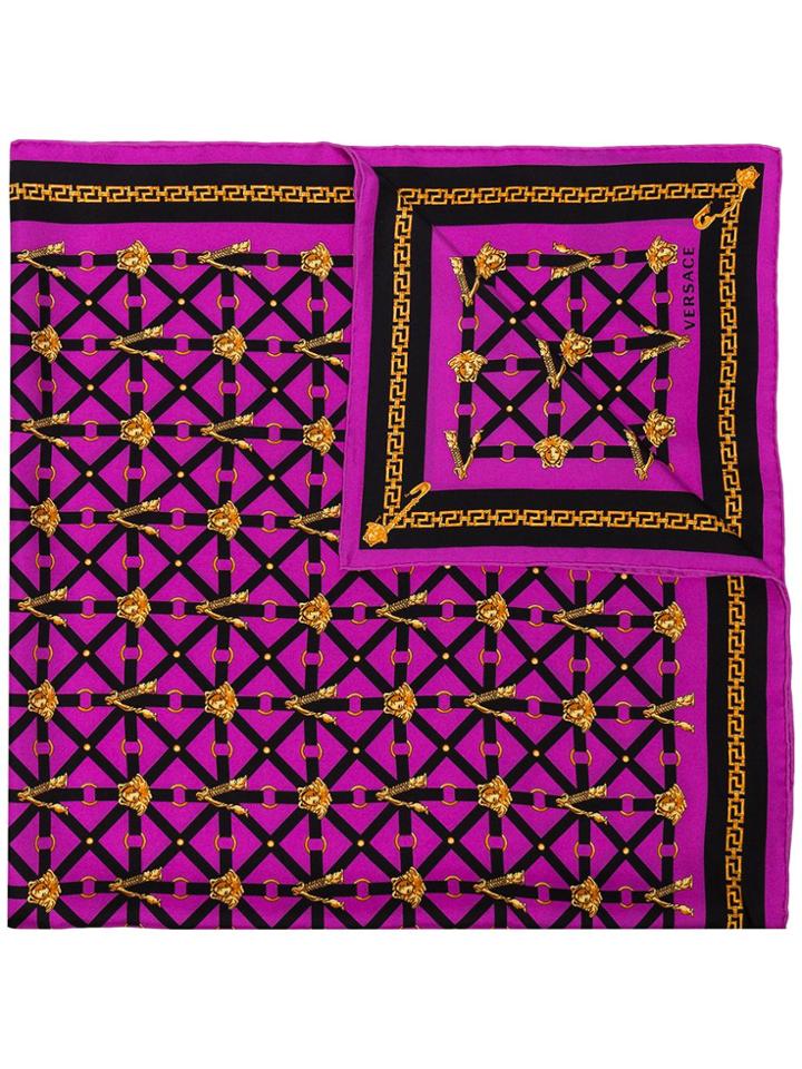 Versace Medusa Harness-print Silk Scarf - Pink